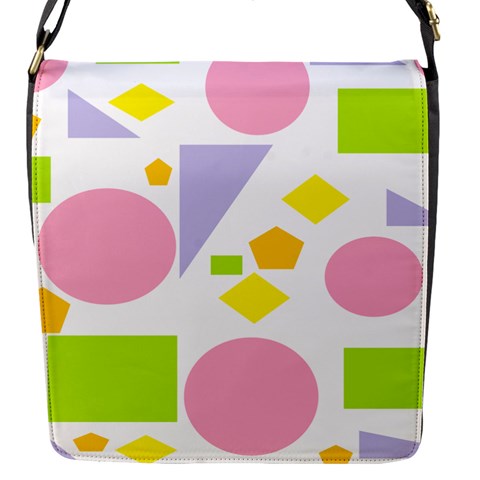 Spring Geometrics Flap Closure Messenger Bag (Small) from ArtsNow.com Front
