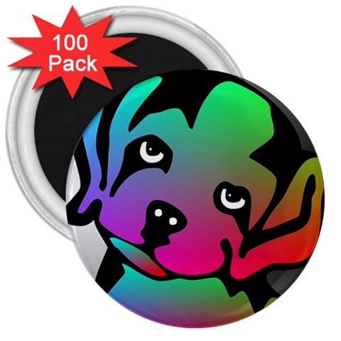 Dog 3  Button Magnet (100 pack) from ArtsNow.com Front