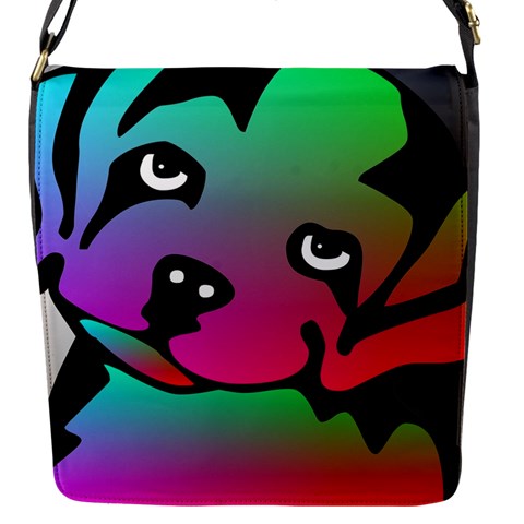 Dog Flap Closure Messenger Bag (Small) from ArtsNow.com Front