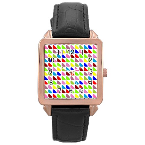 Pattern Rose Gold Leather Watch  from ArtsNow.com Front