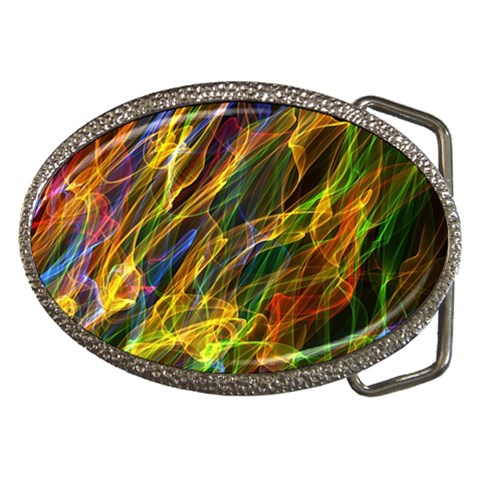 Abstract Smoke Belt Buckle (Oval) from ArtsNow.com Front