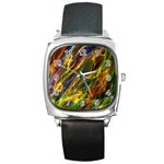 Abstract Smoke Square Leather Watch