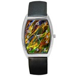 Abstract Smoke Tonneau Leather Watch