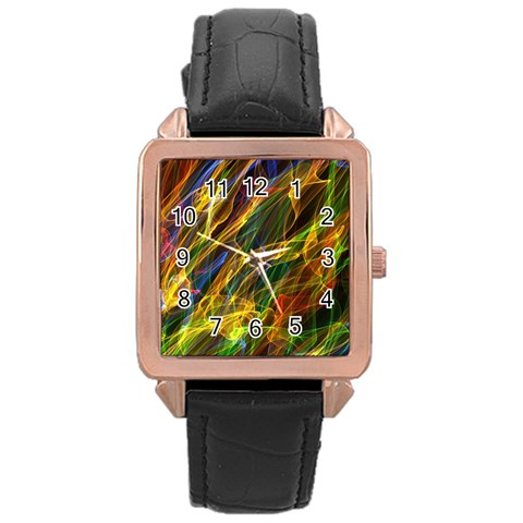 Abstract Smoke Rose Gold Leather Watch  from ArtsNow.com Front
