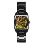 Abstract Smoke Stainless Steel Barrel Watch