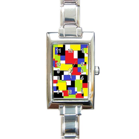Mod Geometric Rectangular Italian Charm Watch from ArtsNow.com Front