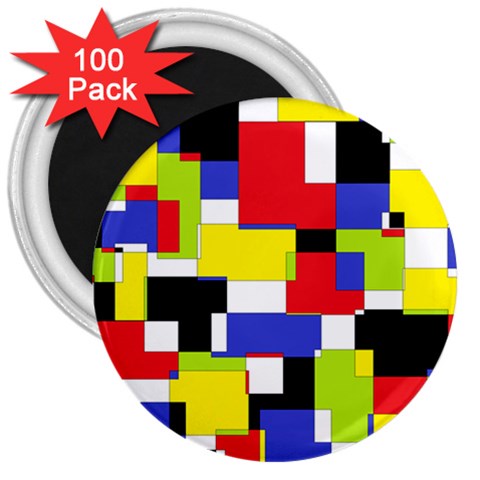Mod Geometric 3  Button Magnet (100 pack) from ArtsNow.com Front