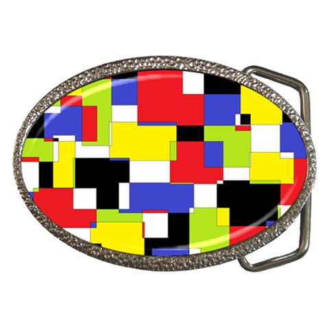 Mod Geometric Belt Buckle (Oval) from ArtsNow.com Front