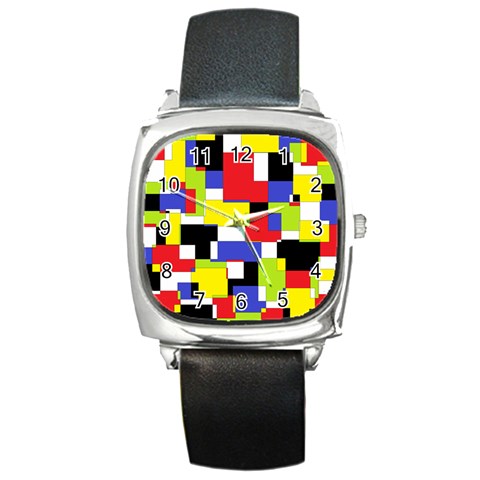 Mod Geometric Square Leather Watch from ArtsNow.com Front