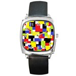 Mod Geometric Square Leather Watch