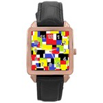 Mod Geometric Rose Gold Leather Watch 