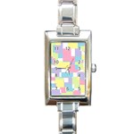 Mod Pastel Geometric Rectangular Italian Charm Watch