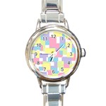 Mod Pastel Geometric Round Italian Charm Watch