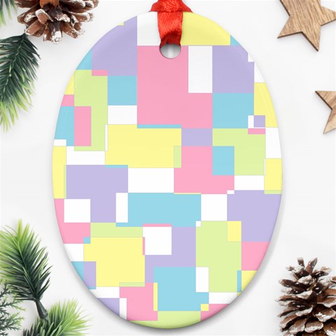 Mod Pastel Geometric Oval Ornament from ArtsNow.com Front