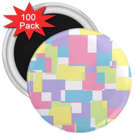 Mod Pastel Geometric 3  Button Magnet (100 pack) from ArtsNow.com Front