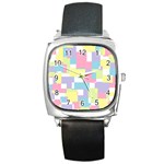 Mod Pastel Geometric Square Leather Watch