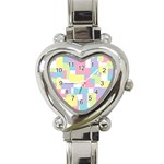 Mod Pastel Geometric Heart Italian Charm Watch 