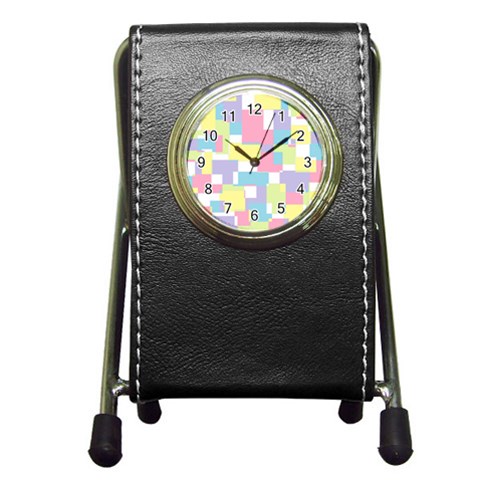 Mod Pastel Geometric Stationery Holder Clock from ArtsNow.com Front