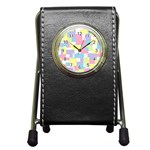 Mod Pastel Geometric Stationery Holder Clock