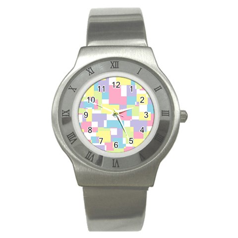 Mod Pastel Geometric Stainless Steel Watch (Slim) from ArtsNow.com Front