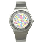 Mod Pastel Geometric Stainless Steel Watch (Slim)