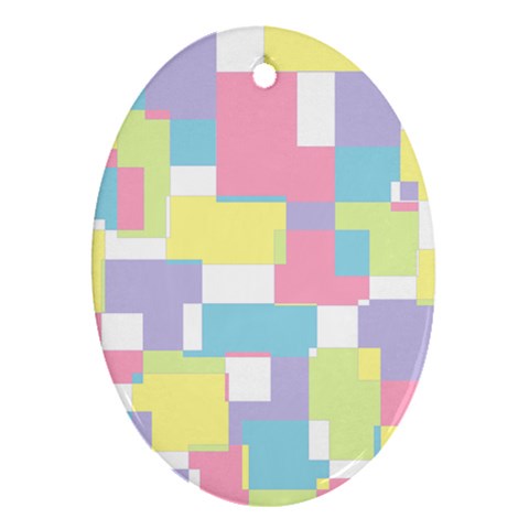 Mod Pastel Geometric Oval Ornament (Two Sides) from ArtsNow.com Front