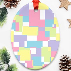 Mod Pastel Geometric Oval Ornament (Two Sides) from ArtsNow.com Front