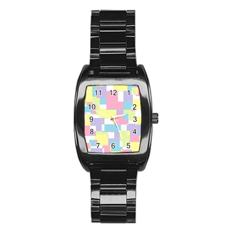 Mod Pastel Geometric Stainless Steel Barrel Watch from ArtsNow.com Front