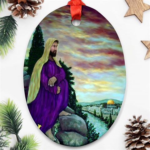 Jesus, A Man Of Sorrows   Ave Hurley   Ornament (Oval) from ArtsNow.com Front