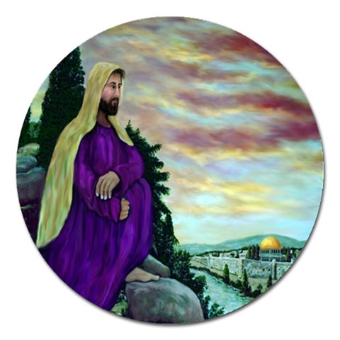 Jesus, A Man Of Sorrows   Ave Hurley   Magnet 5  (Round) from ArtsNow.com Front
