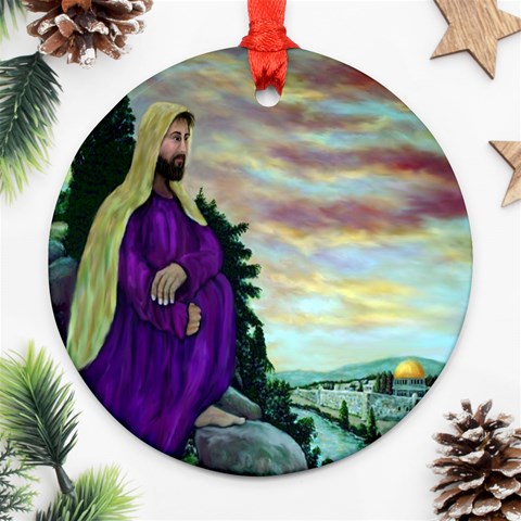 Jesus, A Man Of Sorrows   Ave Hurley   Round Ornament (Two Sides) from ArtsNow.com Front