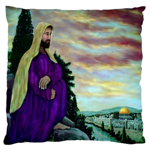 Jesus, A Man Of Sorrows   Ave Hurley   Large Cushion Case (Two Sides) from ArtsNow.com Front