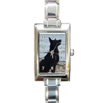 Black German Shepherd Rectangular Italian Charm Watch