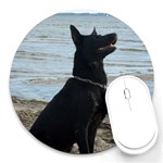 Black German Shepherd 8  Mouse Pad (Round)