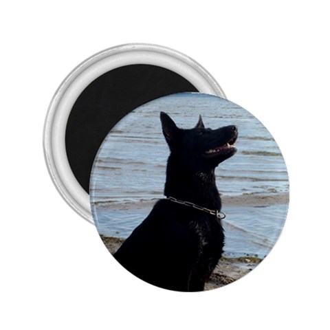 Black German Shepherd 2.25  Button Magnet from ArtsNow.com Front