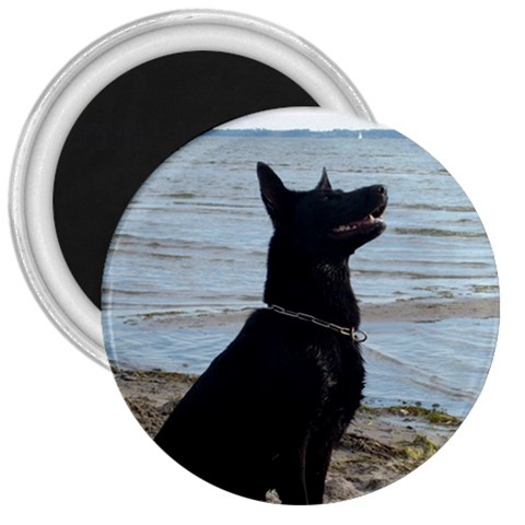 Black German Shepherd 3  Button Magnet from ArtsNow.com Front