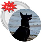 Black German Shepherd 3  Button (10 pack)