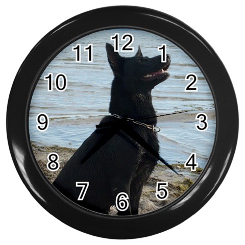 Black German Shepherd Wall Clock (Black) from ArtsNow.com Front