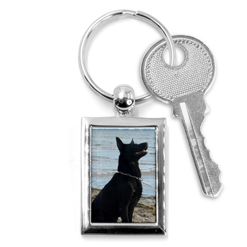 Black German Shepherd Key Chain (Rectangle) from ArtsNow.com Front