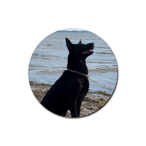 Black German Shepherd Drink Coasters 4 Pack (Round) from ArtsNow.com Front