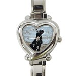 Black German Shepherd Heart Italian Charm Watch 