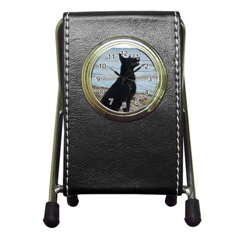 Black German Shepherd Stationery Holder Clock from ArtsNow.com Front