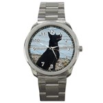 Black German Shepherd Sport Metal Watch