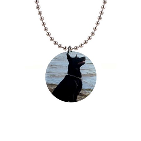 Black German Shepherd Button Necklace from ArtsNow.com Front