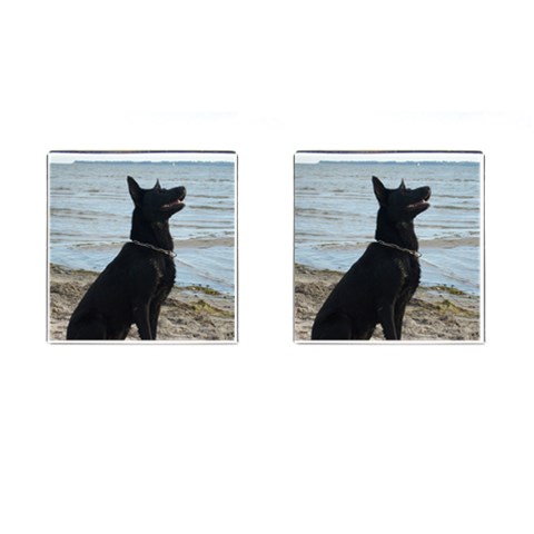 Black German Shepherd Cufflinks (Square) from ArtsNow.com Front(Pair)