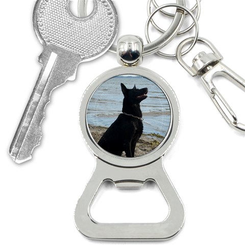 Black German Shepherd Bottle Opener Key Chain from ArtsNow.com Front