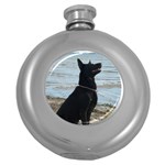 Black German Shepherd Hip Flask (Round)