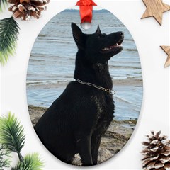 Black German Shepherd Oval Ornament (Two Sides) from ArtsNow.com Back