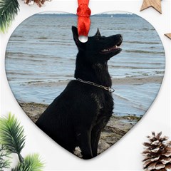 Black German Shepherd Heart Ornament (Two Sides) from ArtsNow.com Front