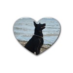 Black German Shepherd Drink Coasters (Heart)